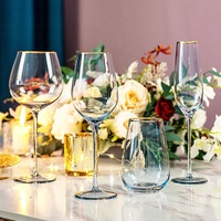 Ensemble de gobelets en verre de cristal bleu clair, verre à vin rose de mariage, verre à champagne