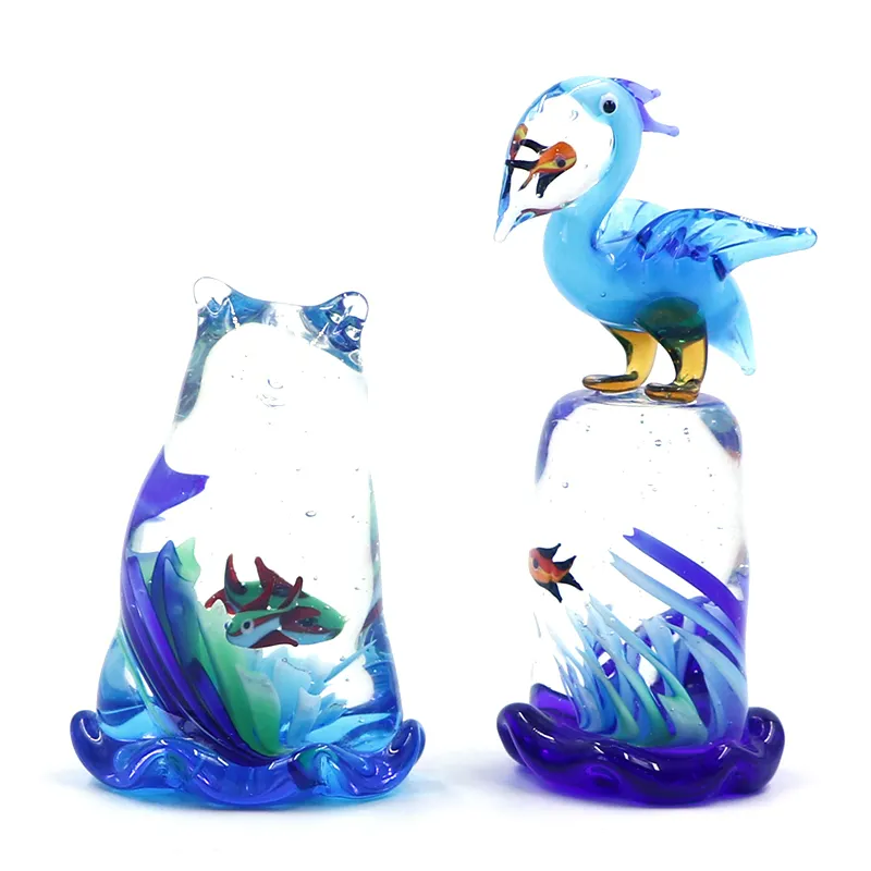 Decorazione da tavola Murano a mano in vetro floreale fiore animale topo orso pellicano figurina