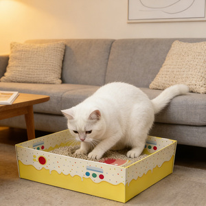 Einweg-Reise-Katzenklo in Rechteckform mit Umweltfreundlichem FSC-Zertifiziertem Wellpappe UV-Druck Faltbares Design - Product Image 1