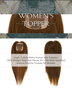 K.S WIGS Topper de cheveux humains lisses et soyeux à clipser, avec cuticules alignées, cheveux Remy, pour couvrir les cheveux blancs chez la femme - Product Image 3