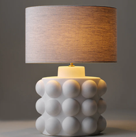 Lampe de table en céramique design vintage avec abat-jour rond moderne en lin luminaire décoratif pour salon chambre à coucher