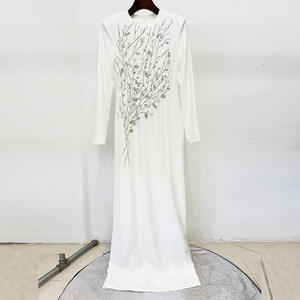 Abito da Sera di Lusso da Donna Elegante a Maniche Lunghe Maxi Vestito con Perline e Strass Floreali da Cerimonia <span class=keywords><strong>per</strong></span> <span class=keywords><strong>Invitata</strong></span> a <span class=keywords><strong>Matrimonio</strong></span> - Product Image 6