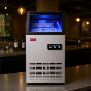 Machine à glaçons commerciale Vevor 100 lb/24 h, stockage 28 lb, affichage numérique LED, distributeur de boissons autonome en acier inoxydable - Product Image 2