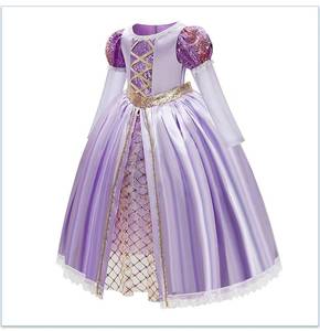 Robe de princesse MS Magic Full House avec cheveux longs et nœud, ensemble de cosplay pour filles, costume de performance de Raiponce pour Halloween - Product Image 4