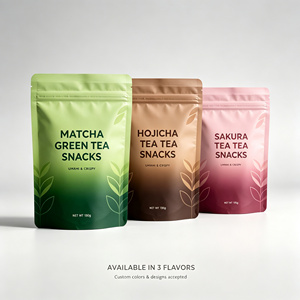 Green Matcha Stand Up <b>Plastic</b> Packaging Bag Resealable Zip <b>Pocket</b> Food Grade Pouch for Tea Snacks - Product Image 4