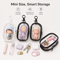 Porte-monnaie mini transparent en PVC pour clés, pochette de présentation pour figurines, avec fermeture éclair, cadeau Kawaii, logo personnalisé OEM, vente en gros