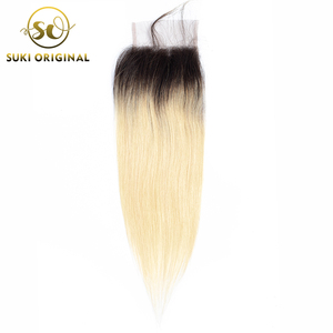Precio barato cutícula alineada virginal malayo Ombre pelo rubio película HD de cierre de encaje - Product Image 1