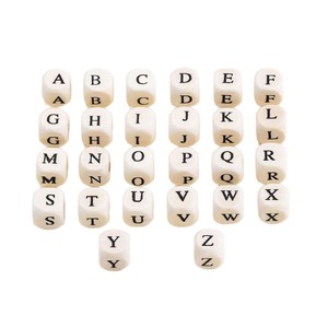 Perles carrées en bois d'érable imprimées avec lettres, 10x10mm, accessoires de bijoux DIY pour bracelets, colliers, artisanat pour enfants - Product Image 5