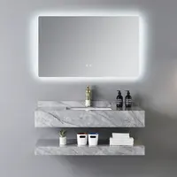Mobili da bagno moderni mobiletto da bagno a parete con motivo in marmo in stile europeo con specchio a led
