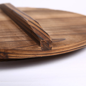 Couvercle de wok rond en bois naturel brun écologique léger de <span class=keywords><strong>14</strong></span> <span class=keywords><strong>pouces</strong></span> pour wok en fonte, poêle, poêlon - Product Image 4