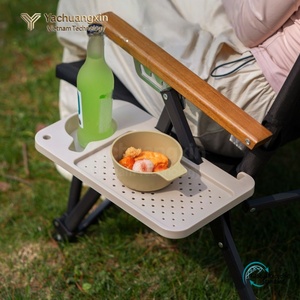 Portavasos Portátil con Bandeja de Almacenamiento Lateral, 31x19cm, Plegable, de PP, para Exteriores, Camping, Bandeja de Expansión para Reposabrazos - Product Image 5