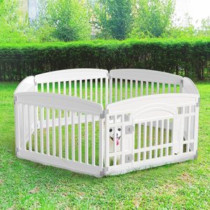 Toptan dayanıklı plastik köpek oyun parkı çift katmanlı darbe-kalıplı evcil hayvan çiti kapalı/açık kalem ile kilitlenebilir kapı küçük evcil hayvanlar için - Product Image 6