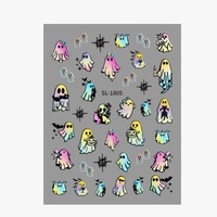 Autocollants pour ongles d'Halloween 5D en relief, imperméables, motif toile d'araignée, irisés, pour manucure DIY, vente en gros