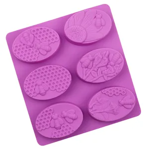 379 6 trous abeille et nid d'abeille forme silicone gâteau moule savon fait moule, maison bricolage cuisson moule