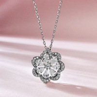 Spitze Halskette Damen Hohl Set, Simulation Diamant Anhänger S925 Silber Blumen kragen Halskette