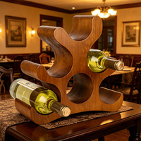 Porte-bouteilles en bois massif, support à vin intégré non amovible pour table