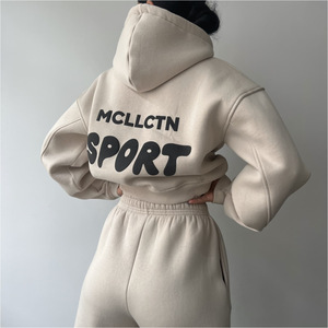 Sweat à capuche personnalisé imprimé bouffant Y2K automne automne femmes dames deux pantalons ensemble de jogging poche de sueur survêtement 2 pièces ensembles de pantalons - Product Image 5