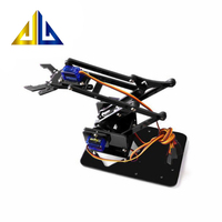Kit Pembelajaran Lengan Robot Hitam DIY dari Akrilik, Lengan Robot Tunggal Tanpa Servo