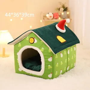 Christmas PP Cotton Removable Mat Washable Teddy Kitten Dual-use Puppy Dog Cat House Cage