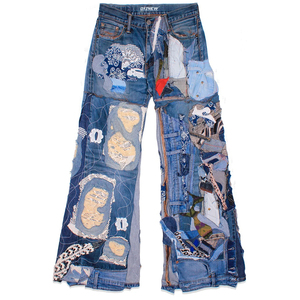 Jeans DiZNEW de <span class=keywords><strong>haute</strong></span> qualité, personnalisé, vintage, à <span class=keywords><strong>la</strong></span> mode, Hip Hop Stone Wash High Street Denim Tight Print Y2kpatchwork Jeans - Product Image 1
