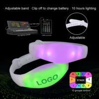 Bracelet LED blanc uni imprimable, bracelet LED à changement de couleur activé par le son, batterie intégrée