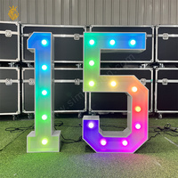 Décorations de fête géantes 3D en métal lumineux pour Ramadan, remise de diplôme, anniversaire – Chiffres et lettres de 3 et 4 pieds – Fournitures de fête