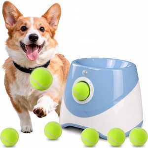 Lanzador Automático de Pelotas para Perros con 3 Distancias de Lanzamiento de 10-30 Pies, Juguetes Interactivos para Interiores y Exteriores con 3 Pelotas de Tenis - Product Image 1