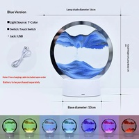 Lampe de table de taille moyenne avec peinture dynamique 3D à sable mouvant, effet sablier, lumière LED