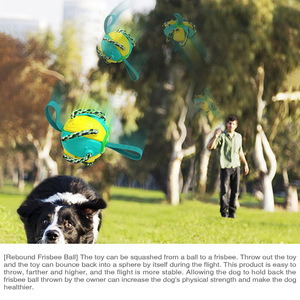 Interactive Dog Chew <b>Ball</b> with Rope and Handle Yellow Green Plastic <b>Exercise</b> Toy for Dogs - Product Image 4
