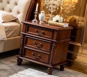 Premium Champagne Gold 3-Drawer Nightstand Luxury Bedroom <b>Bedside</b> Storage Cabinet with Round Legs - Product Image 5