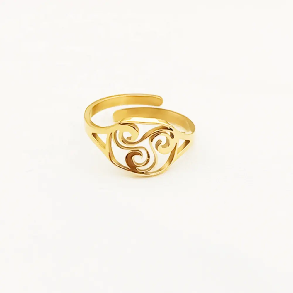 แหวนสัญลักษณ์ไตรค์เอลีออน,แหวนทองคำ18K ลายดอกไม้นิรันดร์แหวนรูปหมาป่าวัยรุ่น