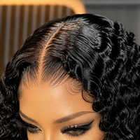 Perruques frontales transparentes HD avec logo personnalisé OEM, cheveux humains vierges Remy bouclés birmans 13x4, marque privée, vente en gros, emballage personnalisé
