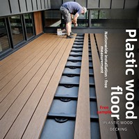 Revêtement de sol en WPC moderne et minimaliste, installation par emboîtement, traité anti-corrosion, pour chambre et couloir ; terrasse