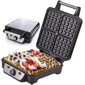 Non-Stick 4 Plates Waffle / Pancake / Crepe Maker Iron Griddle For Home Using sandwich grill and waffle maker