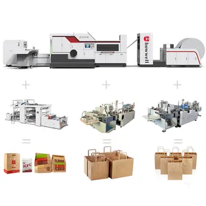 Full Automatic carry food sheet fed shopping kraft small grocery Paper Bag Making Machine With Handle