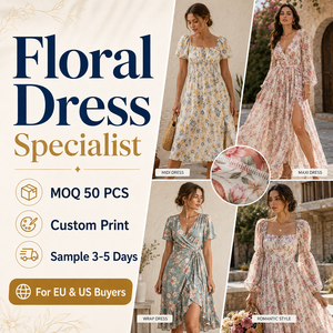Abiti Floreali Estivi Casual Boho per Donna in Viscosa e Cotone, Produzione OEM Personalizzata con Supporto Tecnico - Product Image 1