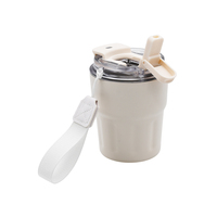 Termo de café portátil de 290ml, mantiene caliente durante 6 horas, revestimiento blanco mate