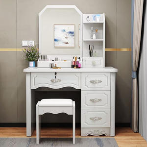 <span class=keywords><strong>Coiffeuse</strong></span> de Chambre Élégante et Abordable Fabriquée en Chine avec Miroir Octogonal Amélioré par <span class=keywords><strong>LED</strong></span> et Tabouret Assorti - Product Image 2