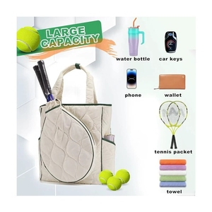 Sac à dos de tennis en peluche matelassé de luxe pour femmes Logo personnalisé pour Gym Badminton Pickleball Paddle Racket Bag White Sports Use - Product Image 3