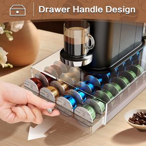 Support à <span class=keywords><strong>capsules</strong></span> de café en acrylique avec tiroir, compatible avec les <span class=keywords><strong>capsules</strong></span> <span class=keywords><strong>Nespresso</strong></span> <span class=keywords><strong>Vertuo</strong></span> et Dolce Gusto, capacité de 40 <span class=keywords><strong>capsules</strong></span>, mise à niveau du <span class=keywords><strong>rangement</strong></span> - Product Image 5