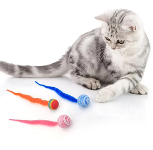 Mainan gerakan interaktif hewan peliharaan kebosanan mainan kucing hiburan diri baru bola pelangi gaya Linen ramah lingkungan Modern - Product Image 2