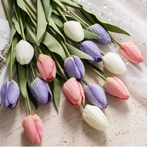 Wedding Mousse Single Tulip <b>Artificial</b> <b>Flower</b> Manufacturer <b>Artificial</b> <b>Flower</b> Green Plant Wholesale <b>Display</b> Decorative Crafts - Product Image 2