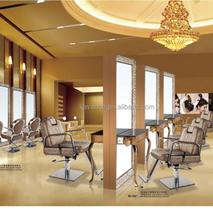 Led en aluminium doré de luxe pour <span class=keywords><strong>Babershop</strong></span> Station de coiffure murale avec miroir Station de travail pour la coiffure - Product Image 1
