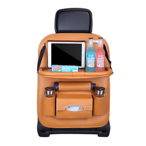 Luxe PU lederen auto achterbank opbergorganizer tas met draagbare opklapbare eettafel, duurzaam voor reizen en gebruik in de autostoel - Product Image 5