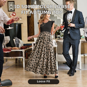 Robe maxi à imprimé léopard, coupe évasée, décontractée, pour les vacances d'été, robe de soirée - Product Image 2