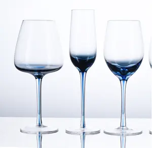 Yeni tasarım kristal cam bardak mutfak ev kıvılcım gözlük mavi şarap bardağı Goblets