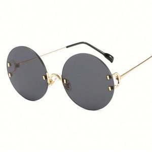 Lunettes de soleil rondes vintage de luxe pour femmes 2021, en métal, sans monture, UV400 - Product Image 5