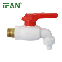 Fabricant IFAN PPR, robinet mural en plastique 1/2" 3/4" PN25, robinet PPR pour eau chaude et froide