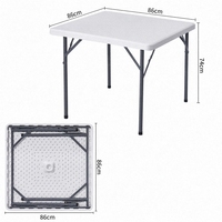 Table pliante carrée portable en HDPE pour 4 personnes, idéale pour le poker, les jeux de cartes, les pique-niques, le camping, les fêtes, les repas en plein air ou en intérieur