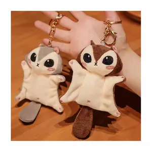 Hot selling flying squirrel stuffed plush toy bag hanging plush squirrel toy keychain for girls